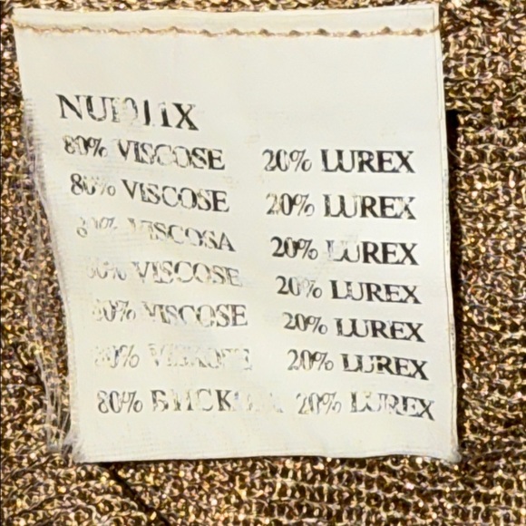 Naf Naf Y2K Gold Metallic Knit V Neck Bell Sleeve Top SZ Medium - Picture 8 of 9